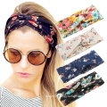 UNIQ Designer Headband Wrap Women Headbands with Twist Knot Boho Flower Print Cross Head Wrap Elastic Hair Band